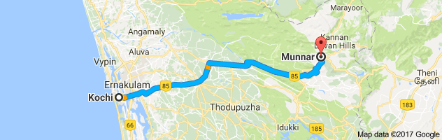 Kochi to Munnar    route, distance, time and road conditions