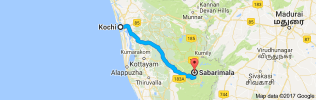 Kochi to Sabarimala  route, distance, time and road conditions