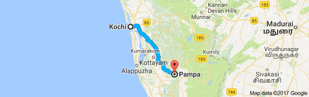 Kochi to Pamba  route, distance, time and road conditions