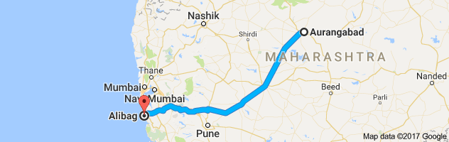 Aurangabad to Alibag route, distance, time and road conditions