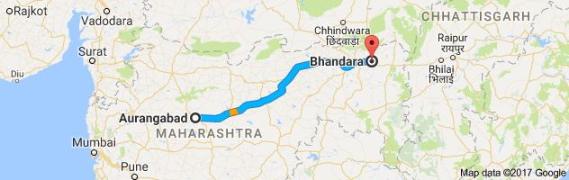 Aurangabad to Bhandara route, distance, time and road conditions