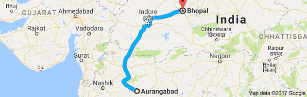 Aurangabad to Bhopal route, distance, time and road conditions