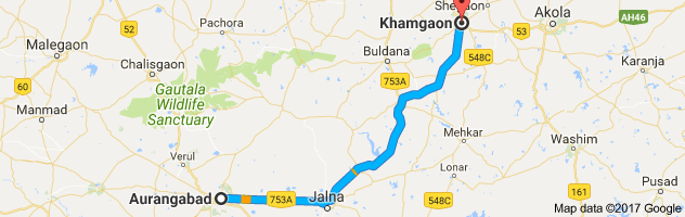 Aurangabad to Khamgaon route, distance, time and road conditions