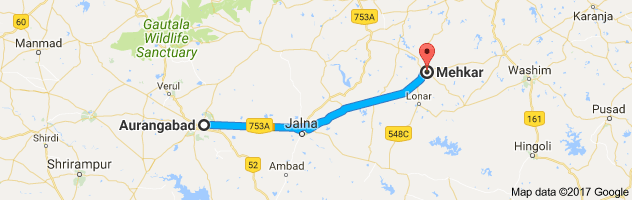 Aurangabad to Mehkar route, distance, time and road conditions