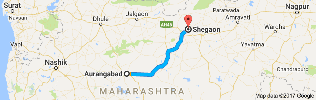 Aurangabad to Shegaon route, distance, time and road conditions