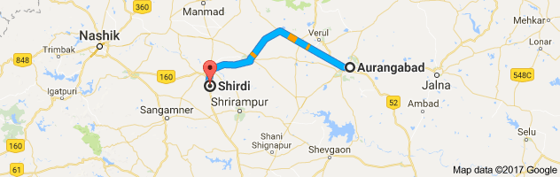 Aurangabad to Shirdi route, distance, time and road conditions