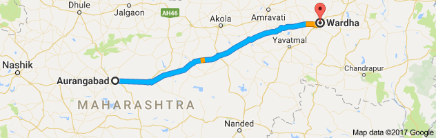 Aurangabad to Wardha route, distance, time and road conditions