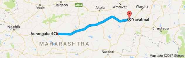 Aurangabad to Yavatmal route, distance, time and road conditions