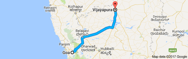 Goa to Bijapur route, distance, time and road conditions