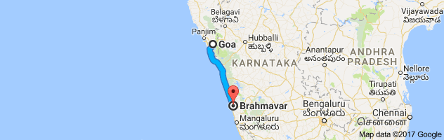 Goa to Brahmavara   route, distance, time and road conditions