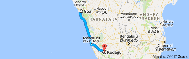 Goa to Coorg  route, distance, time and road conditions