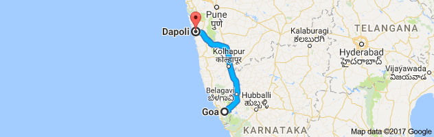 Goa to Dapoli route, distance, time and road conditions