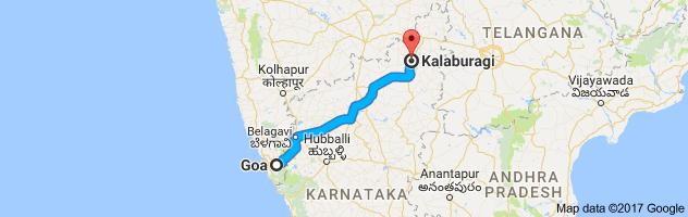 Goa to Gulbarga route, distance, time and road conditions