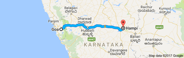 Goa to Hampi route, distance, time and road conditions