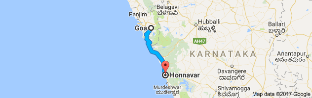 Goa to Honnavar route, distance, time and road conditions