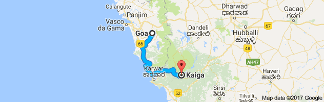 Goa to Kaiga  route, distance, time and road conditions