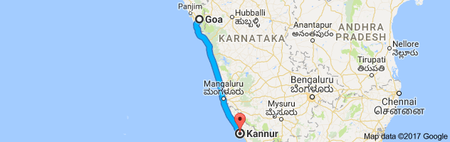 Goa to Kannur route, distance, time and road conditions