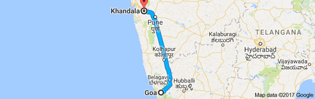 Goa to Khandala route, distance, time and road conditions