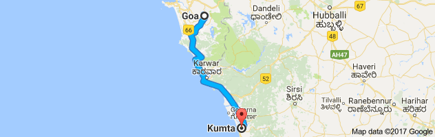 Goa to Kumta route, distance, time and road conditions