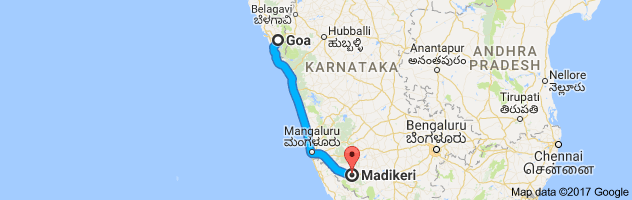 Goa to Madikeri route, distance, time and road conditions