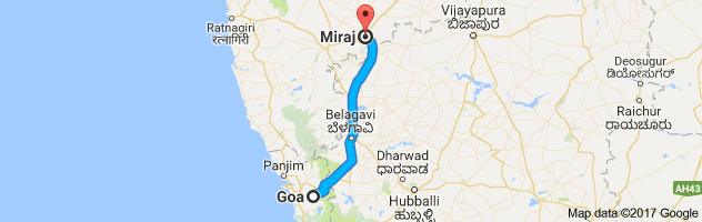 Goa to Miraj route, distance, time and road conditions