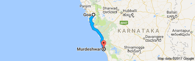 Goa to Murudeshwar  route, distance, time and road conditions