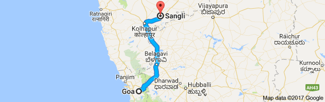 Goa to Sangli  route, distance, time and road conditions