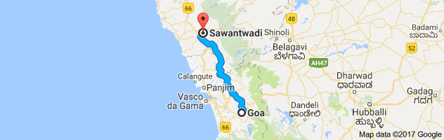 Goa to Sawantwadi route, distance, time and road conditions