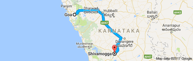 Goa to Shimoga route, distance, time and road conditions