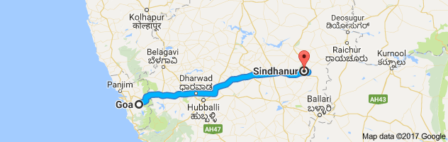 Goa to Sindhnur route, distance, time and road conditions