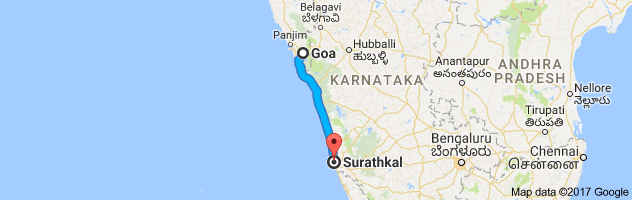 Goa to Surathkal route, distance, time and road conditions