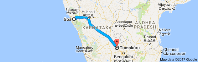 Goa to Tumkur     route, distance, time and road conditions