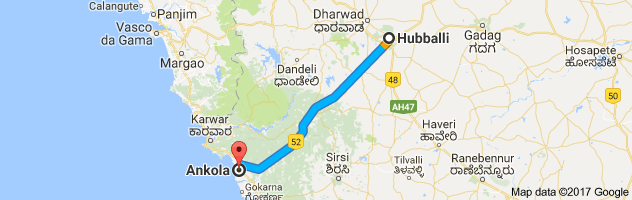 Hubli to Ankola route, distance, time and road conditions