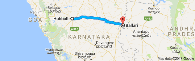 Hubli to Bellary route, distance, time and road conditions