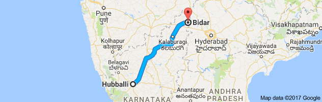 Hubli to Bidar route, distance, time and road conditions