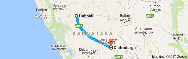 Hubli to Chitradurga route, distance, time and road conditions