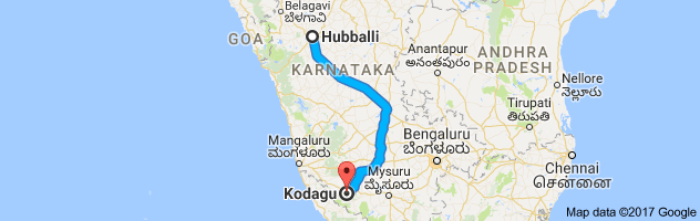 Hubli to Coorg  route, distance, time and road conditions