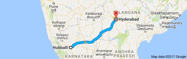 Hubli to Hyderabad route, distance, time and road conditions