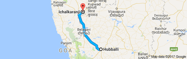 Hubli to Ichalkaranji route, distance, time and road conditions