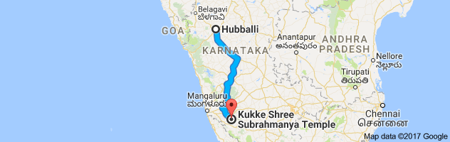 Hubli to Kukke Subramanya route, distance, time and road conditions