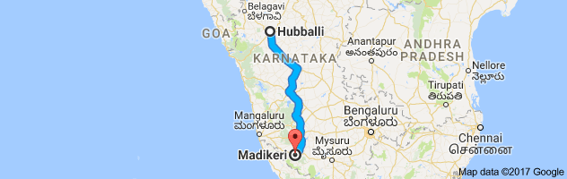 Hubli to Madikeri route, distance, time and road conditions