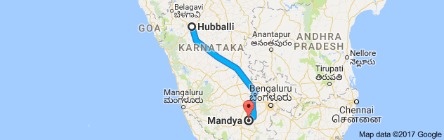 Hubli to Mandya  route, distance, time and road conditions