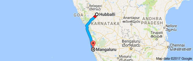 Hubli to Mangalore  route, distance, time and road conditions