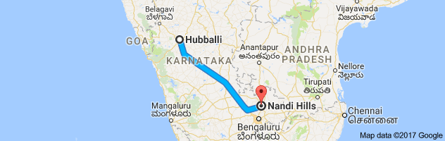 Hubli to Nandi Hills route, distance, time and road conditions