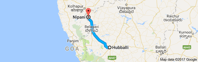 Hubli to Nipani route, distance, time and road conditions