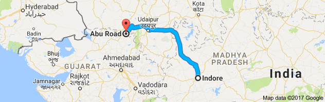 Indore to Abu Road route, distance, time and road conditions