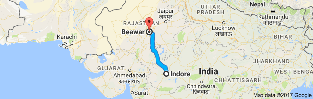 Indore to Beawar route, distance, time and road conditions