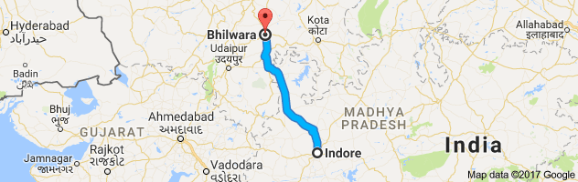 Indore to Bhilwara route, distance, time and road conditions