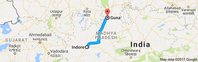 Indore to Guna route, distance, time and road conditions