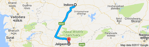 Indore to Jalgaon route, distance, time and road conditions